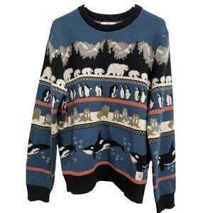 BellField Arctic Animal Sweater Womens XL Wooll Blend Jacquard Novelty Pullover